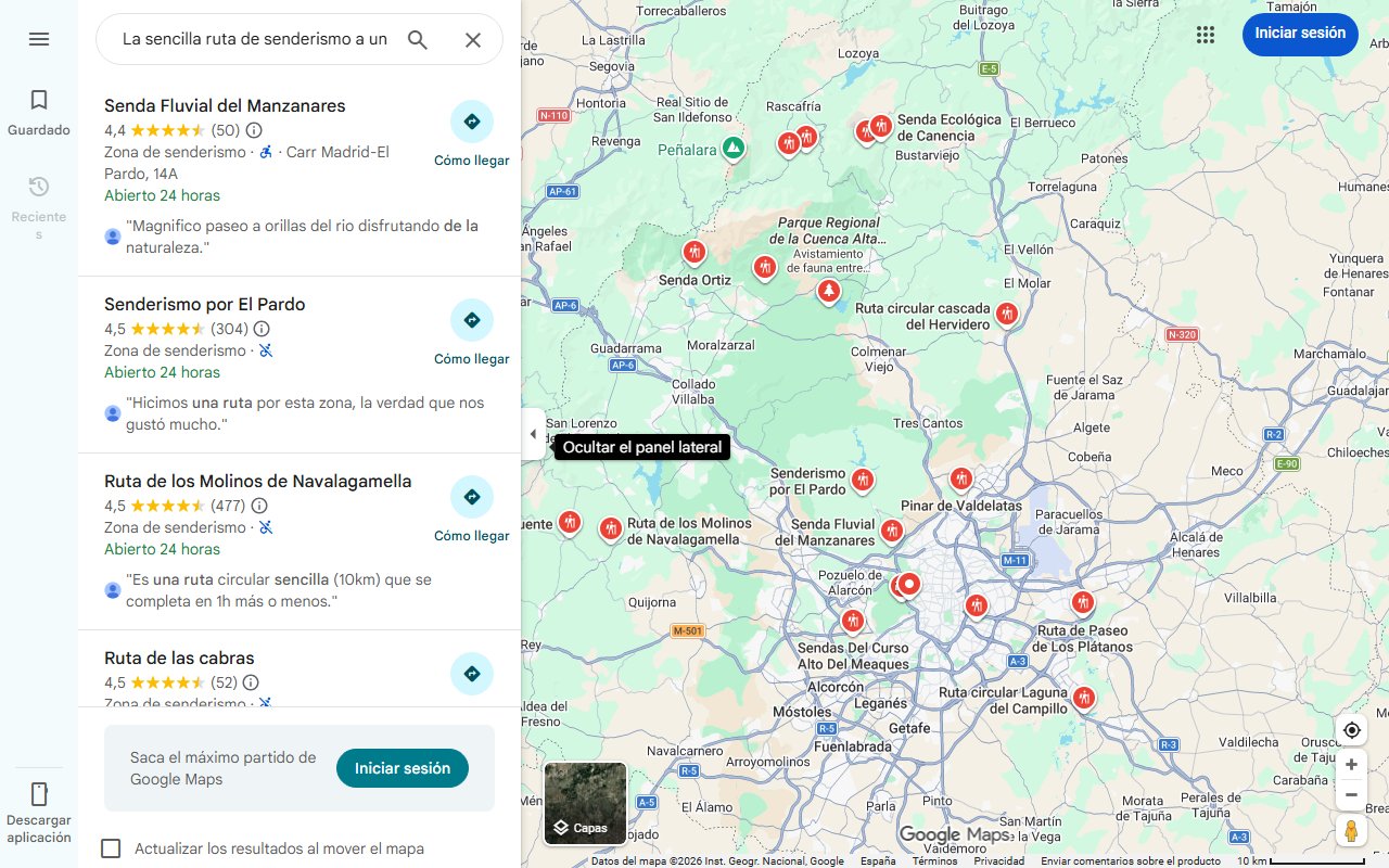 Mapa de La sencilla ruta de senderismo a una hora de Madrid que es perfecta para enero: para todo el mundo y con un paisaje increíble