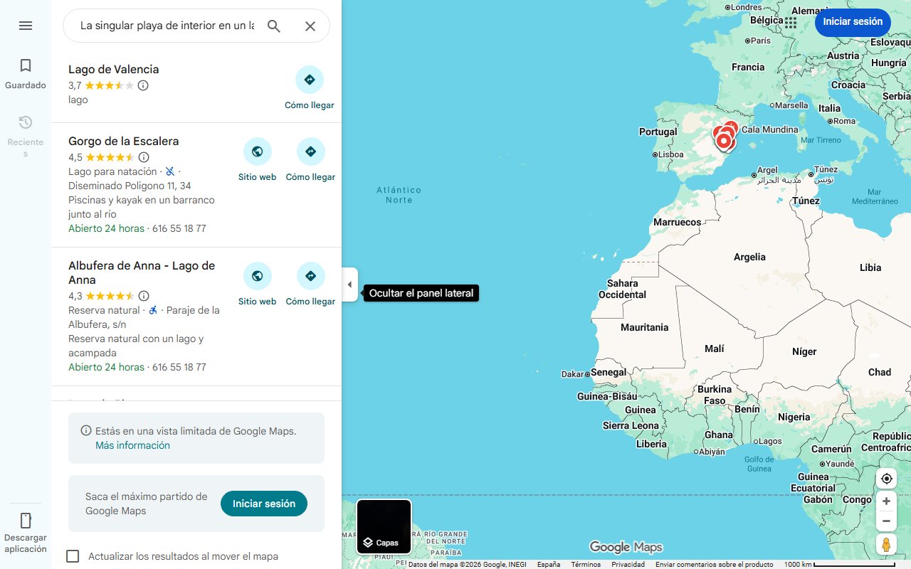Mapa de La singular playa de interior en un lago de Valencia con Bandera Azul donde refrescarte si vives lejos de la costa, con aguas cristalinas y arena fina