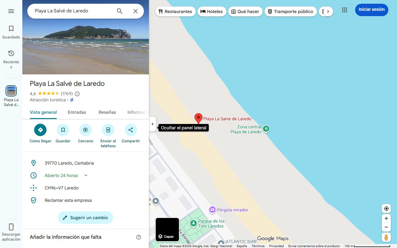 Mapa de Descubre la villa marinera con la playa más larga del Cantábrico y un pasado histórico fascinante: cuna de alianzas reales y retiro de emperadores