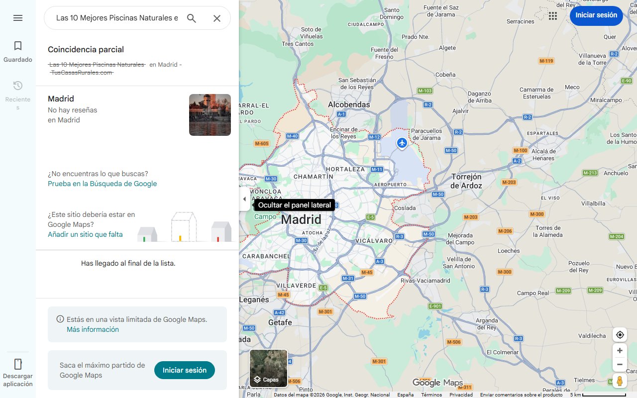 Mapa de Las 10 Mejores Piscinas Naturales en Madrid - TusCasasRurales.com
