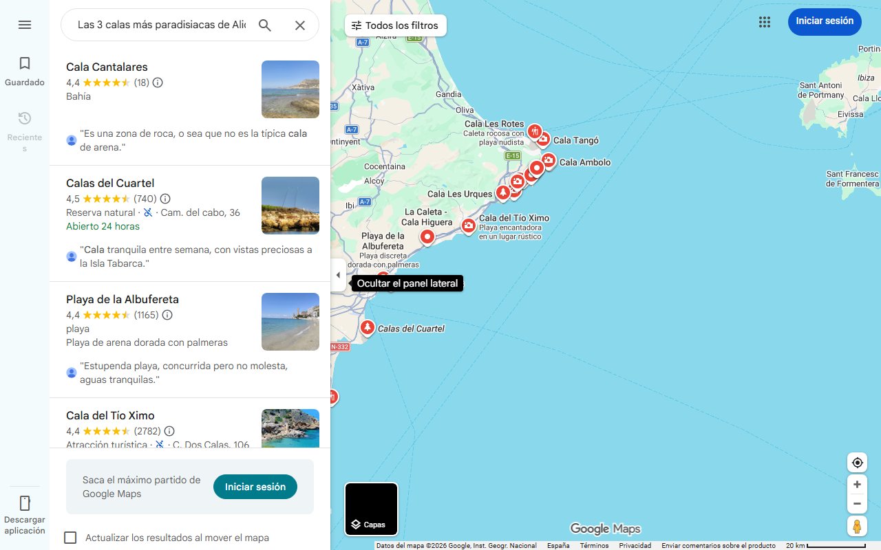 Mapa de Las 3 calas más paradisiacas de Alicante: visítalas en agosto