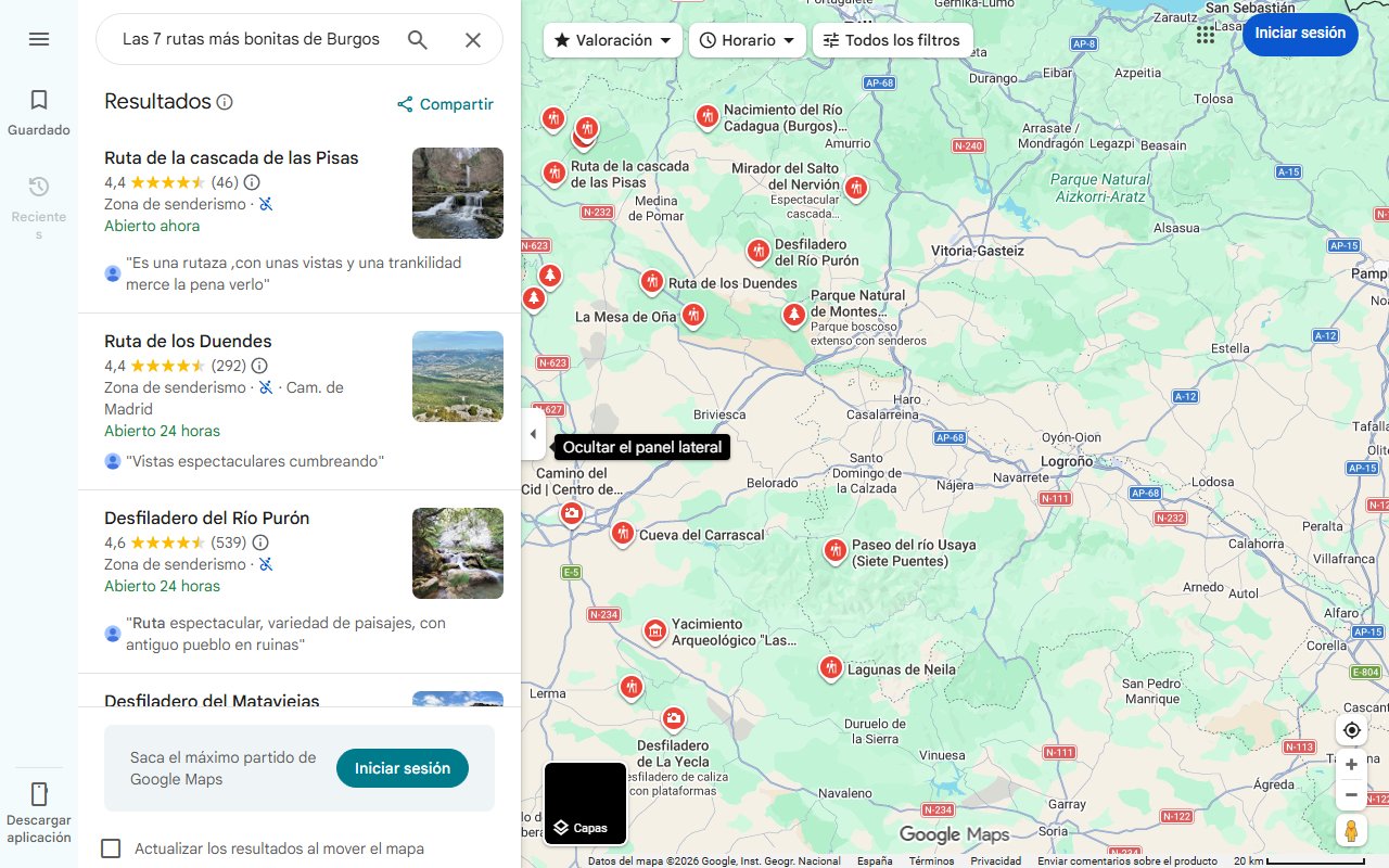 Mapa de Las 7 rutas más bonitas de Burgos: de la cascada más alta de España a impresionantes lagunas glaciares