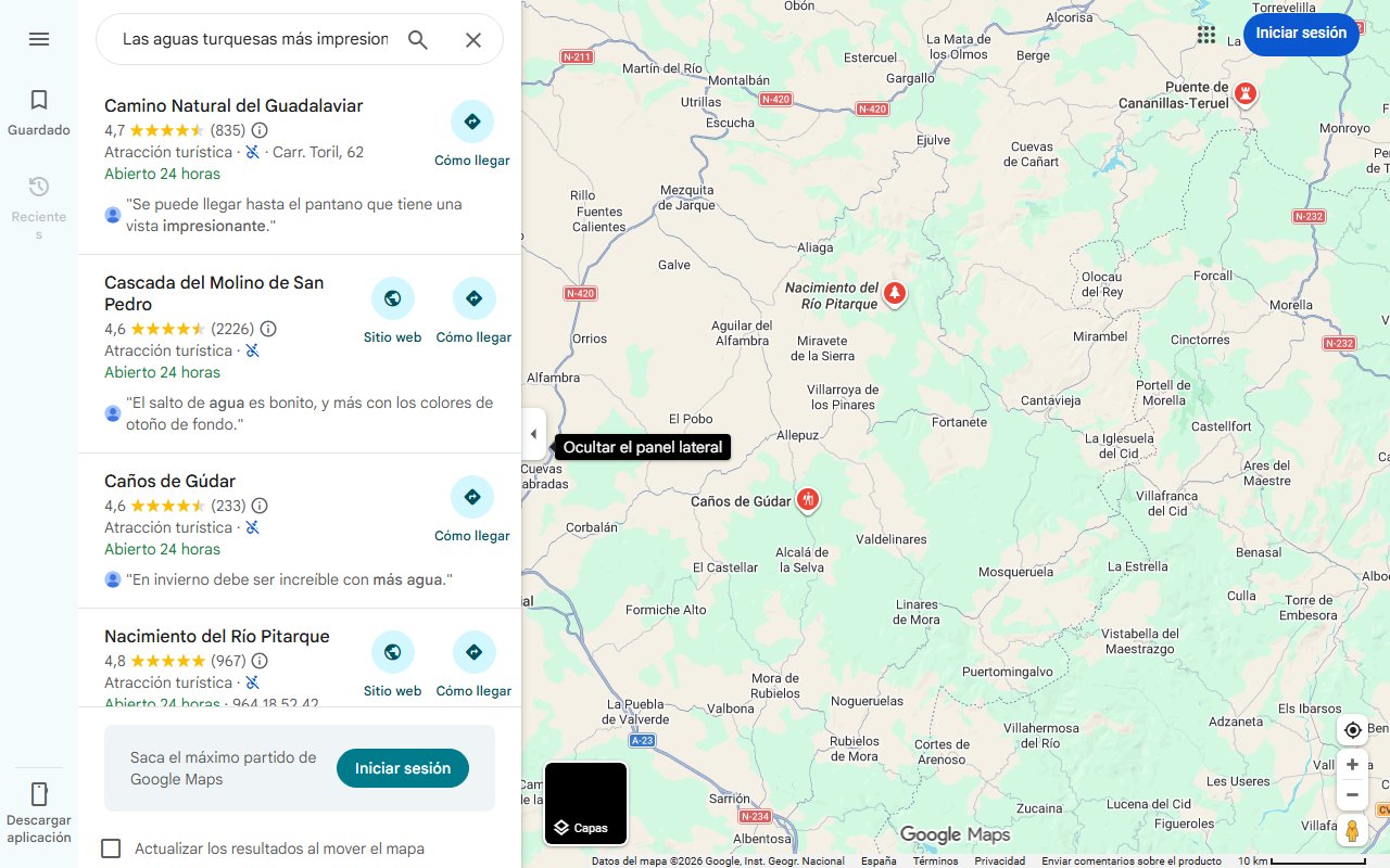 Mapa de Las aguas turquesas más impresionantes de Teruel: un espectáculo de rocas y pasarelas de madera