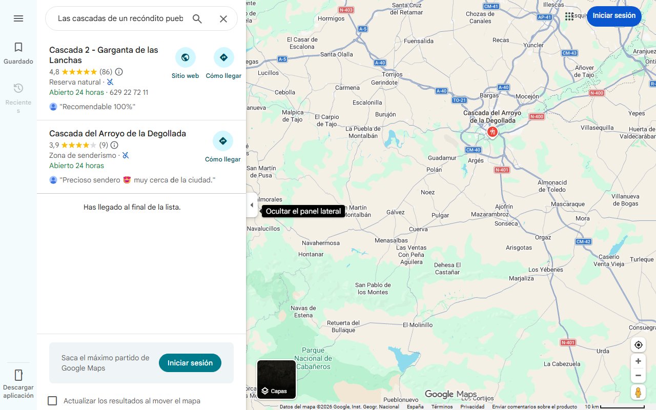 Mapa de Las cascadas de un recóndito pueblo de Toledo que enamoran a los senderistas - ENCLM