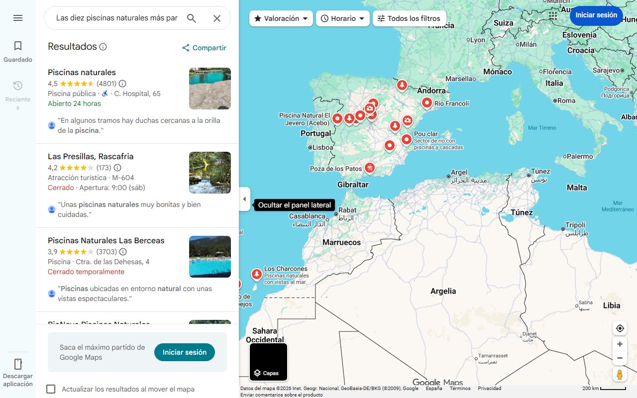 Mapa de Las diez piscinas naturales más paradisiacas de España