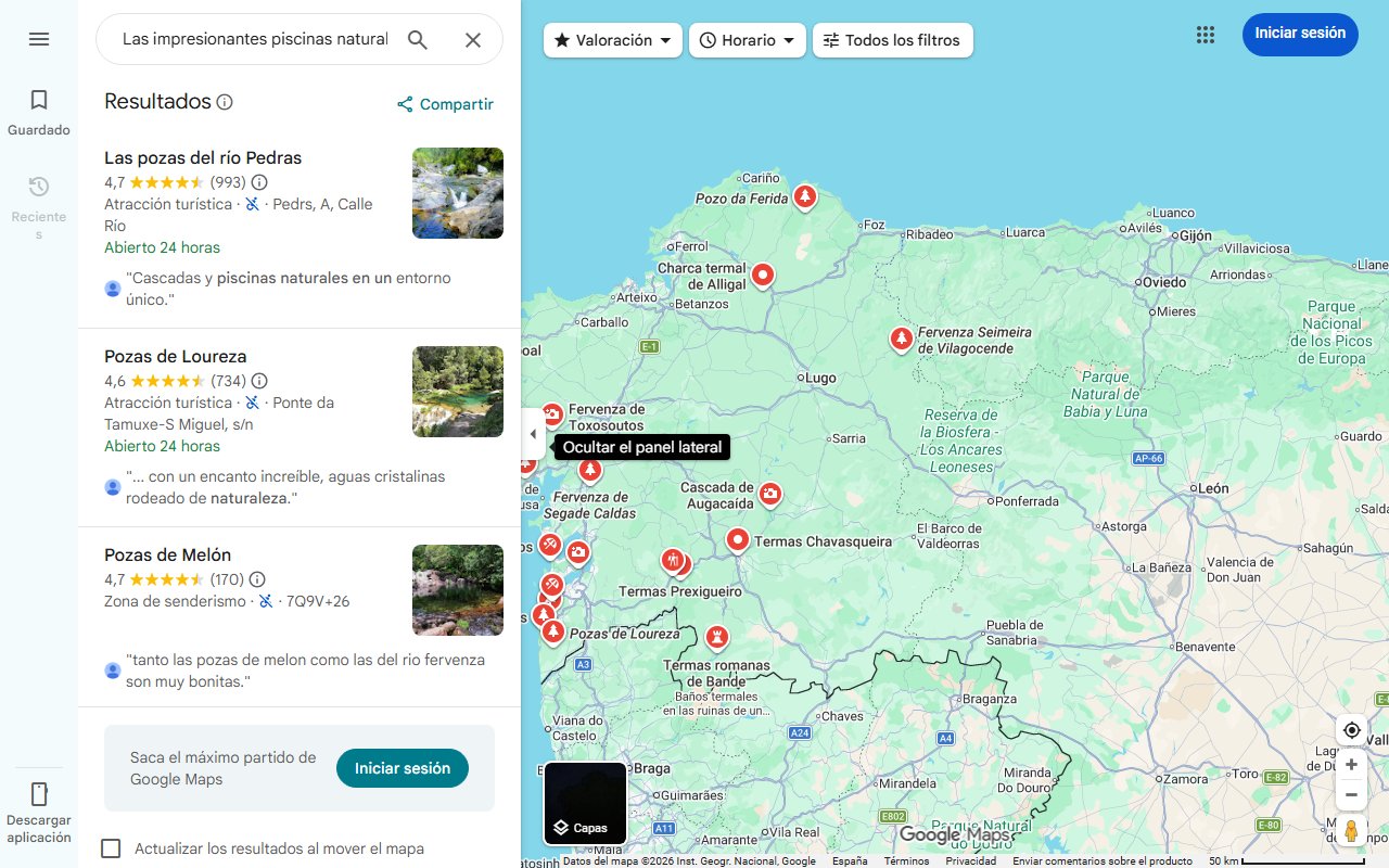 Mapa de Las impresionantes piscinas naturales escondidas en un pueblo de Galicia: entre hórreos y naturaleza salvaje