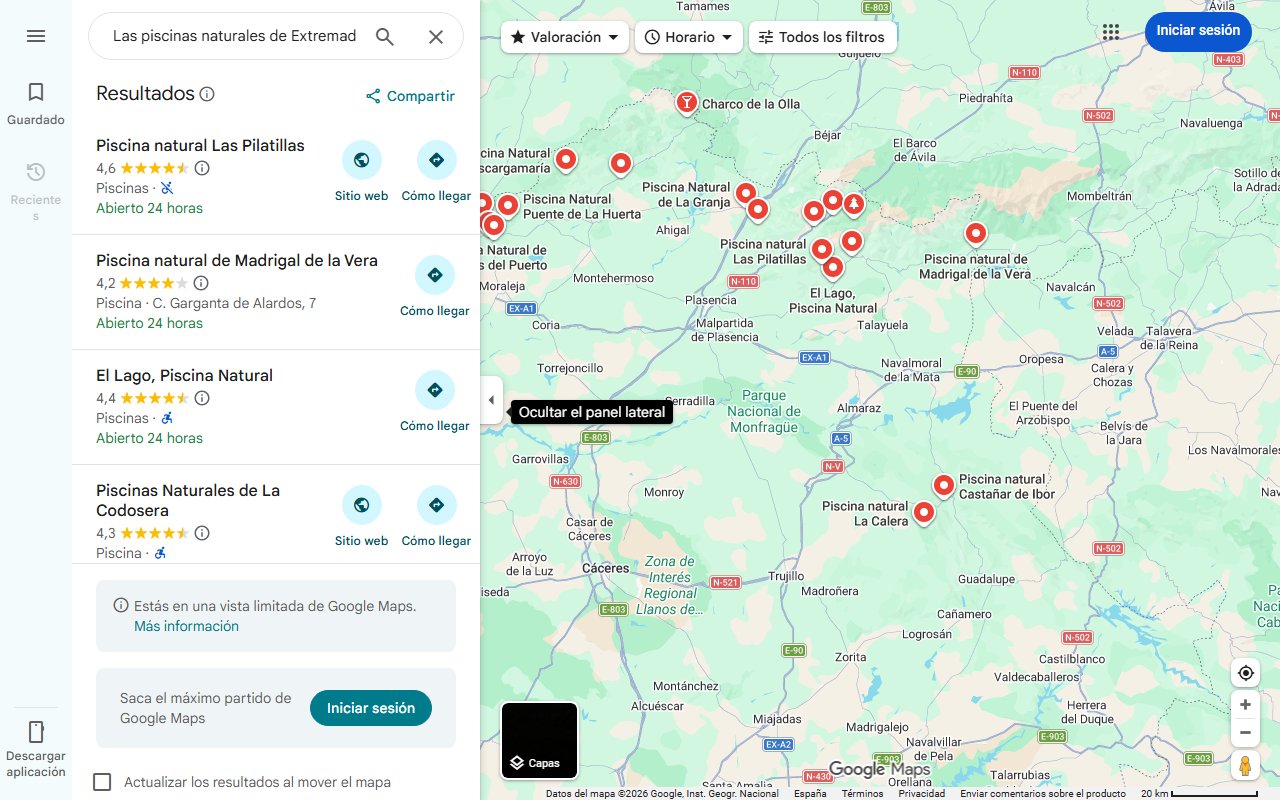Mapa de Las piscinas naturales de Extremadura: oasis de frescor en aguas vítreas