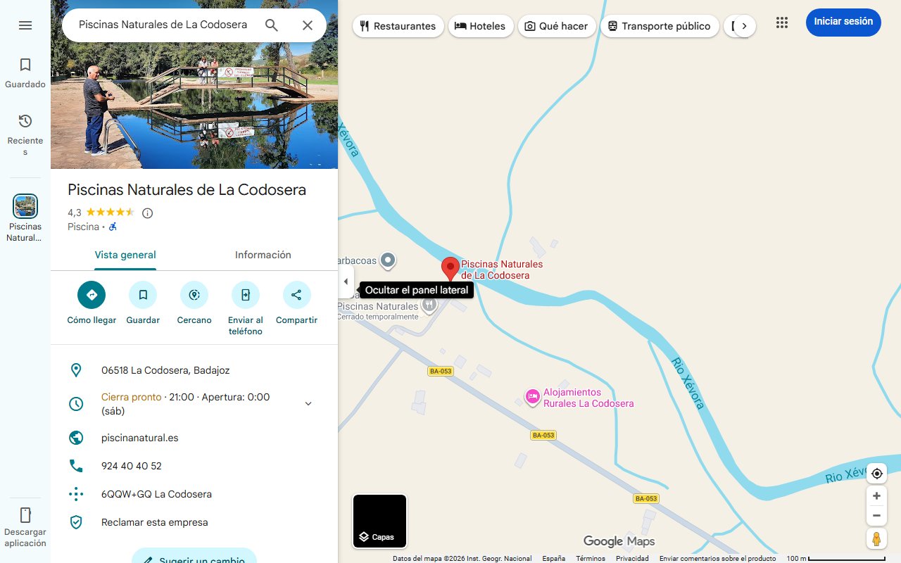 Mapa de Las piscinas naturales de La Codosera se preparan para la temporada de baños | Hoy