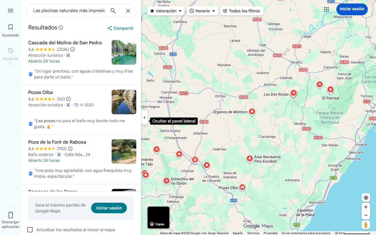 Mapa de Las piscinas naturales más impresionantes de Teruel: con agua cristalina y bajo un puente renacentista
