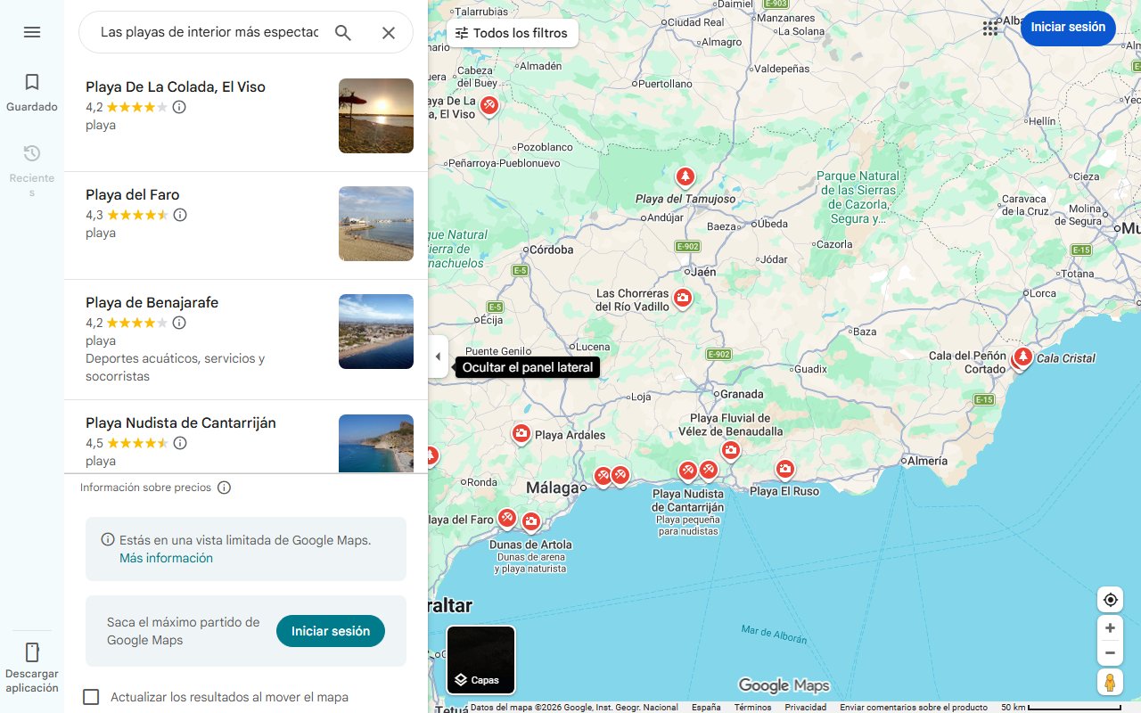 Mapa de Las playas de interior más espectaculares de Andalucía