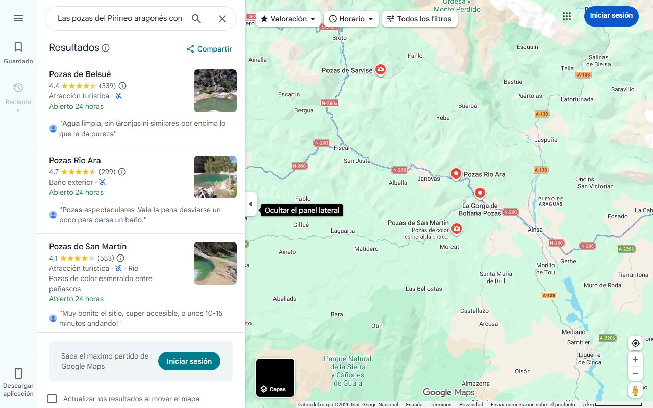Mapa de Las pozas del Pirineo aragonés con aguas turquesas: en un desconocido valle con increíbles vistas