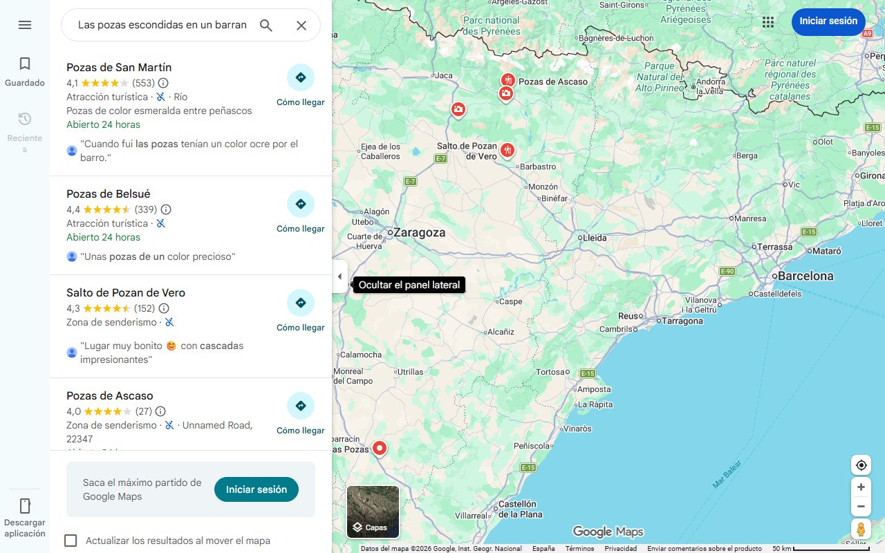 Mapa de Las pozas escondidas en un barranco del Pirineo aragonés para bañarse entre cascadas y bosques