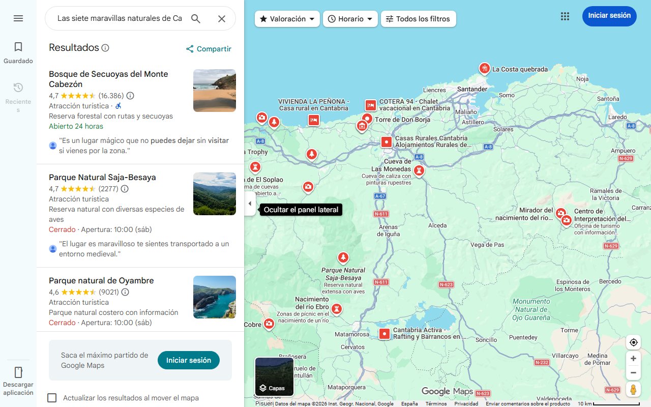 Mapa de Las siete maravillas naturales de Cantabria que no puedes dejar de visitar