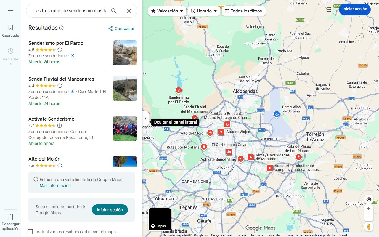 Mapa de Las tres rutas de senderismo más fáciles de Madrid para no senderistas: duran menos de una hora y son perfectas para familias y niños