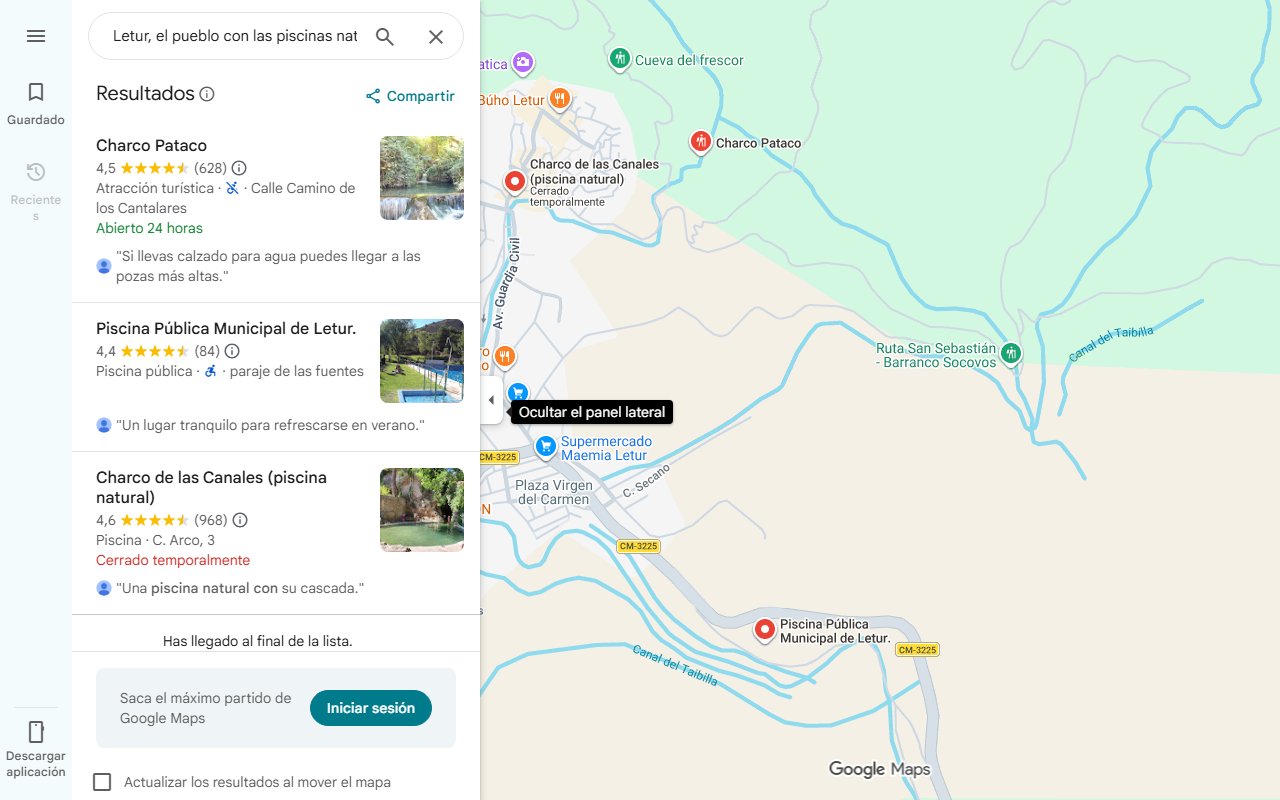Mapa de Letur, el pueblo con las piscinas naturales más bonitas