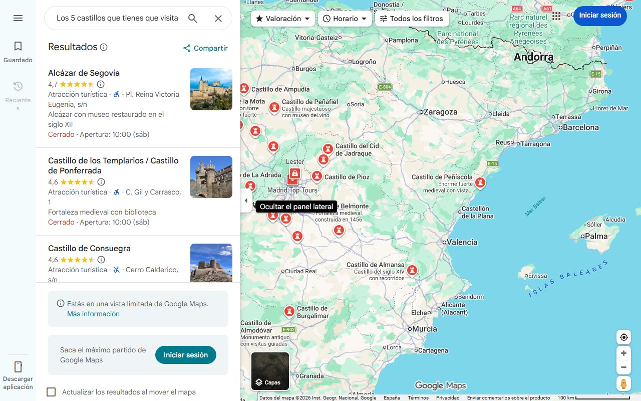 Mapa de Los 5 castillos que tienes que visitar una vez en la vida en España: son algunos de los mejor conservados a pesar de su antigüedad