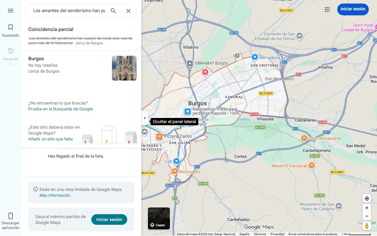 Mapa de Los amantes del senderismo han puesto de moda esta ruta de poco más de 10 kilómetros cerca de Burgos
