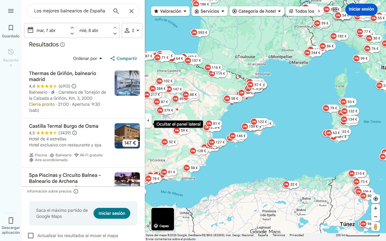 Mapa de Los mejores balnearios de España