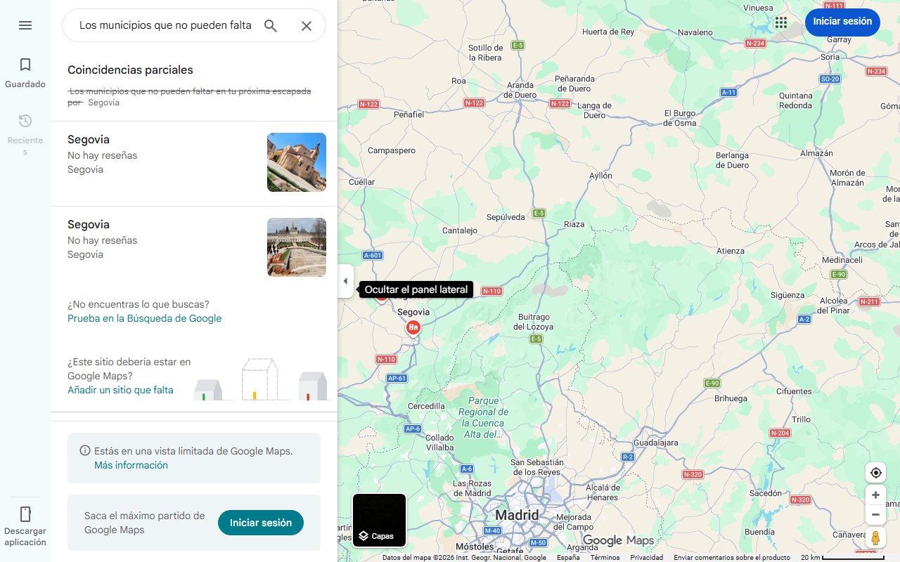 Mapa de Los municipios que no pueden faltar en tu próxima escapada por Segovia: sigue la ruta de los pueblos de colores