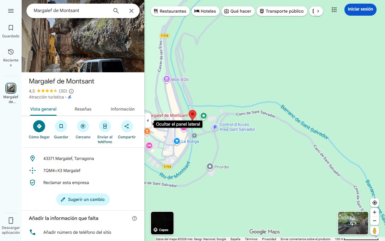 Mapa de Margalef de Montsant, el pueblo de Tarragona que está metido en las rocas de una montaña