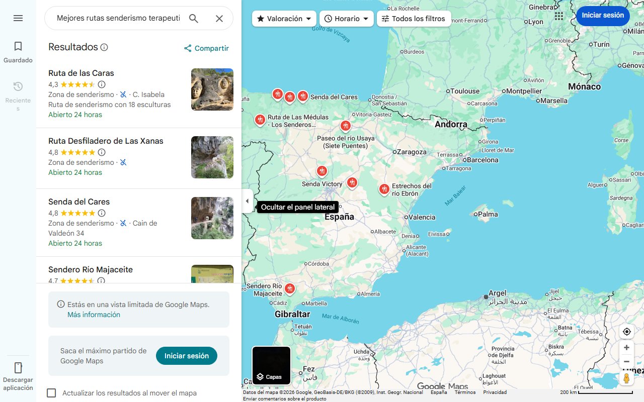 Mapa de Mejores rutas senderismo terapeutico espana upp3rs 18 015308875