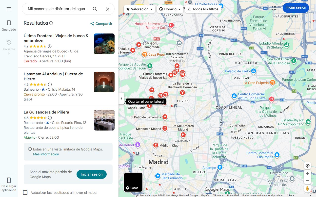 Mapa de Mil maneras de disfrutar del agua