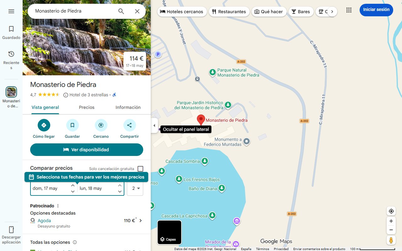 Mapa de Monasterio de Piedra: ruta por el icono aragonés