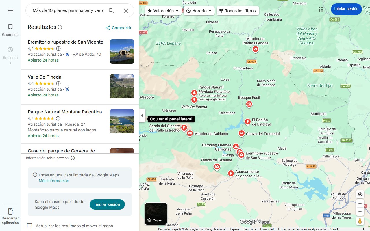 Mapa de Más de 10 planes para hacer y ver en Cervera de Pisuerga