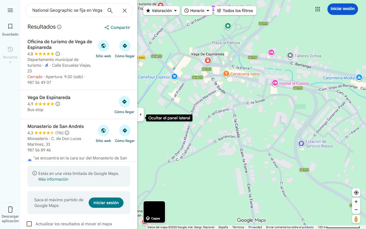 Mapa de National Geographic se fija en Vega de Espinareda: Un pueblo con 