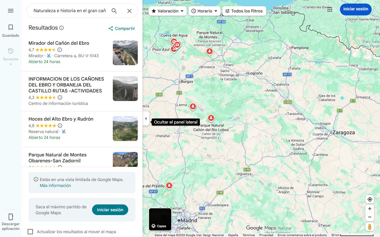 Mapa de Naturaleza e historia en el gran cañón del Ebro, una ruta por el norte de Burgos