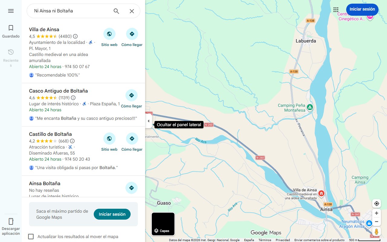 Mapa de Ni Aínsa ni Boltaña: el pueblo 'de las tres torres' llenas de leyenda en el Sobrarbe