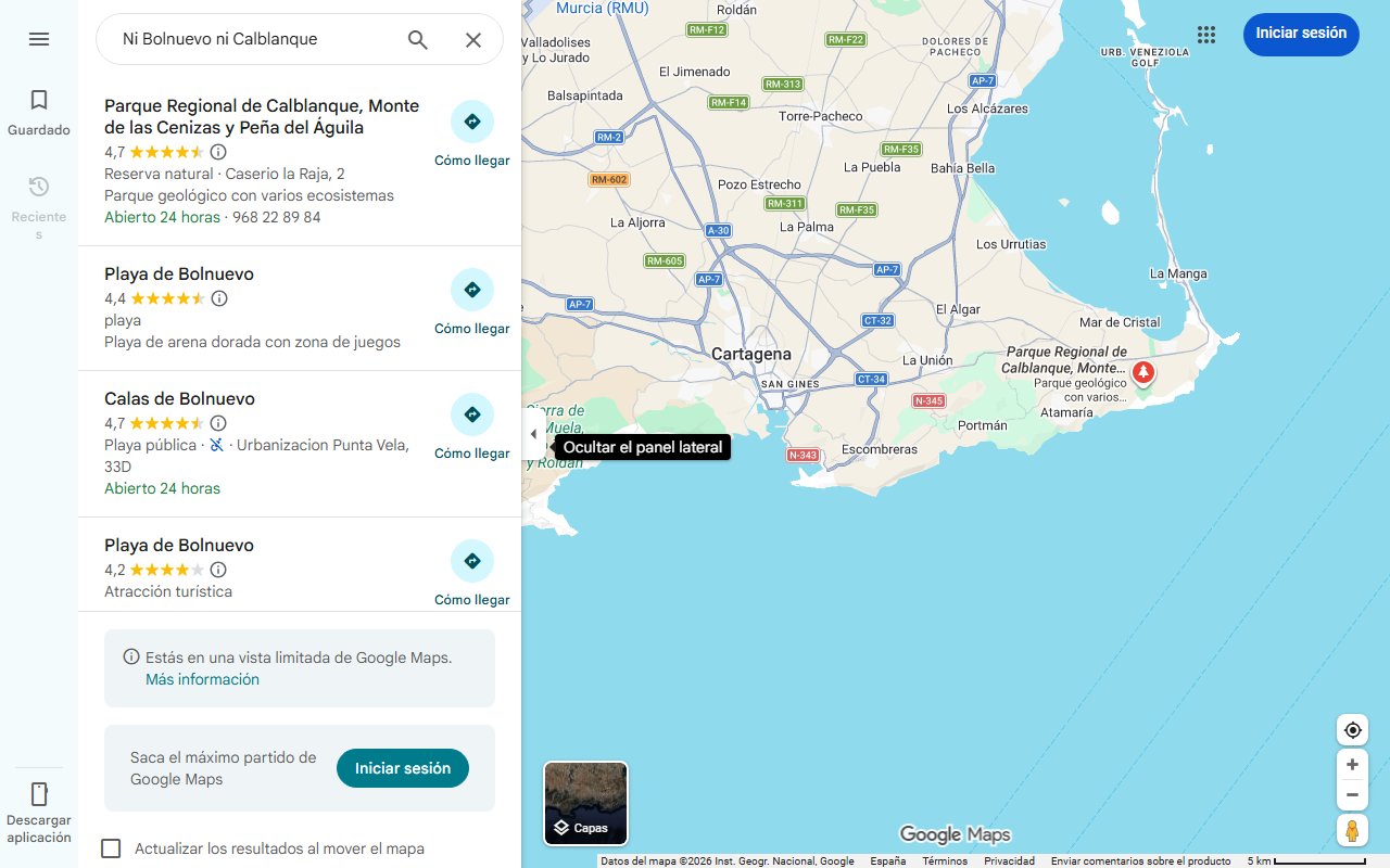 Mapa de Ni Bolnuevo ni Calblanque: esta cala de Murcia esconde cuevas habitadas y piscinas naturales perfectas para familias