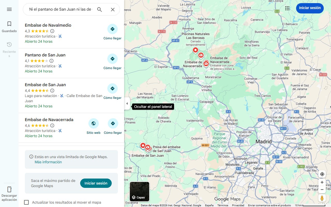 Mapa de Ni el pantano de San Juan ni las de Cercedilla: 5 piscinas naturales a menos de una hora de Madrid para disfrutar este verano