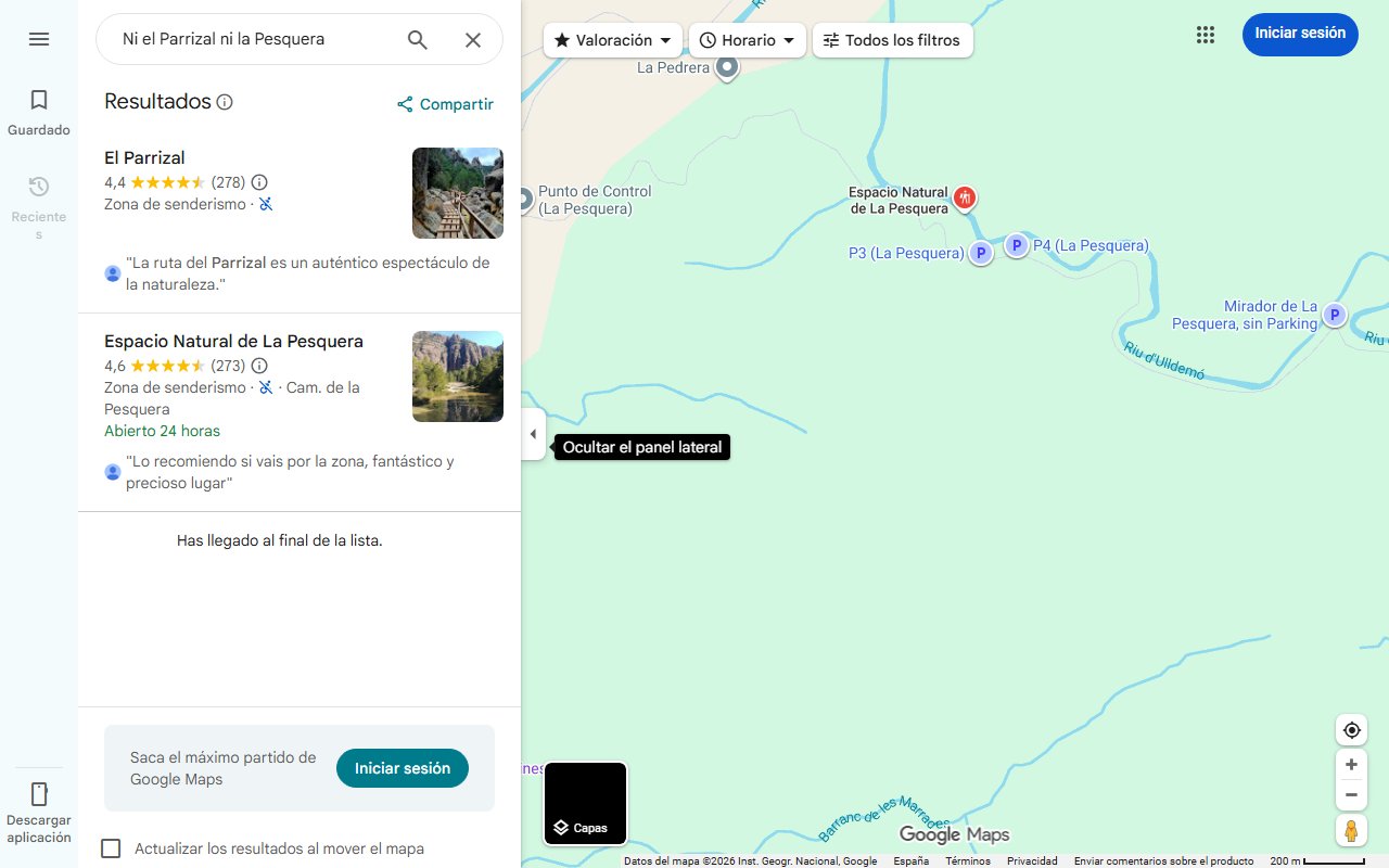 Mapa de Ni el Parrizal ni la Pesquera: la poza secreta de Teruel con cascadas