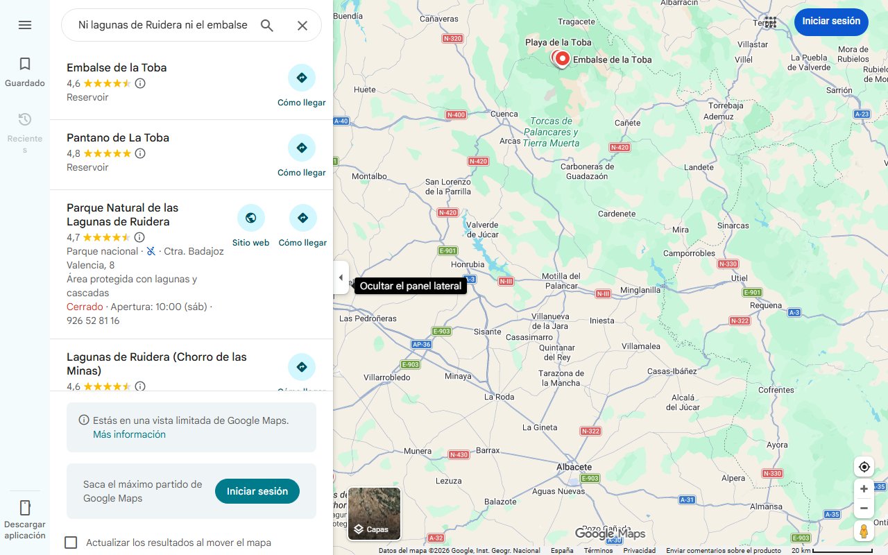 Mapa de Ni lagunas de Ruidera ni el embalse de Toba: el lugar de Castilla-La Mancha donde disfrutar de unas impresionantes piscinas naturales este verano