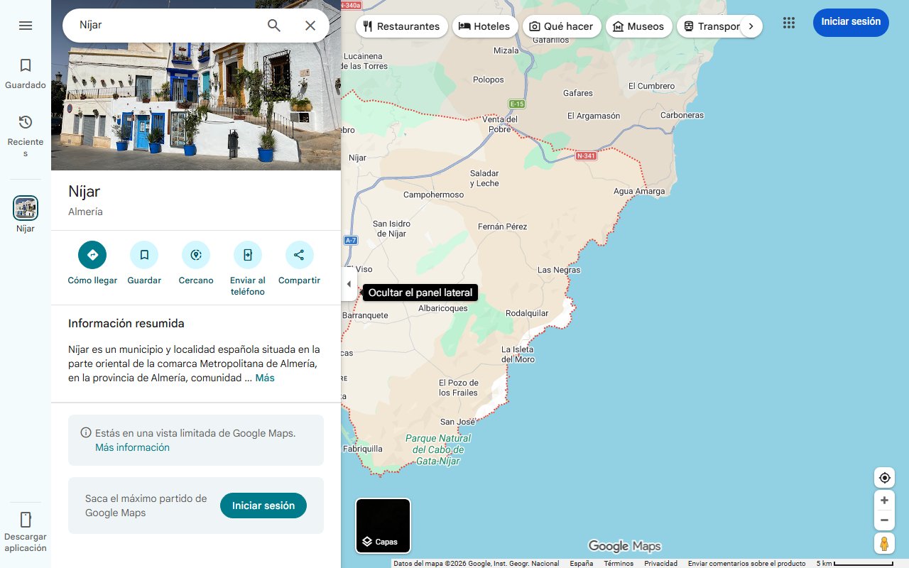 Mapa de Ni Níjar ni Mojácar: el desconocido pueblo de Almería de casas blancas y playas cristalinas