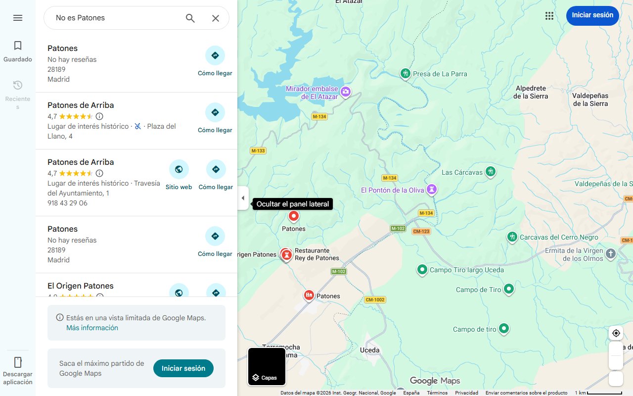 Mapa de No es Patones: el pueblo madrileño declarado Conjunto Histórico que poca gente conoce