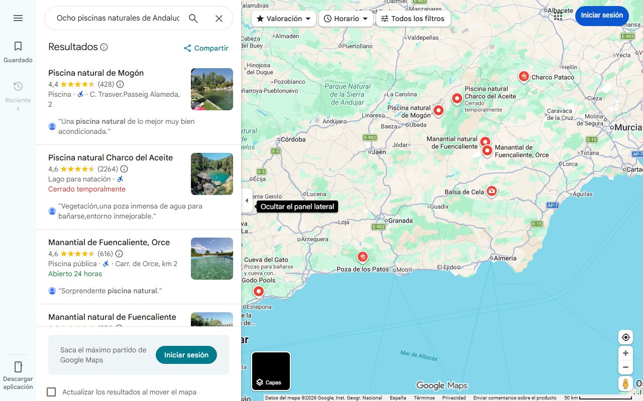 Mapa de Ocho piscinas naturales de Andalucía que prometen refrescar tu verano sin pisar la costa - Andalucía Informa