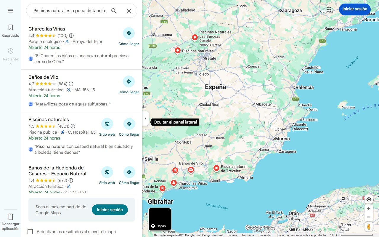 Mapa de Piscinas naturales a poca distancia de algunos de los pueblos más fresquitos en Málaga este verano