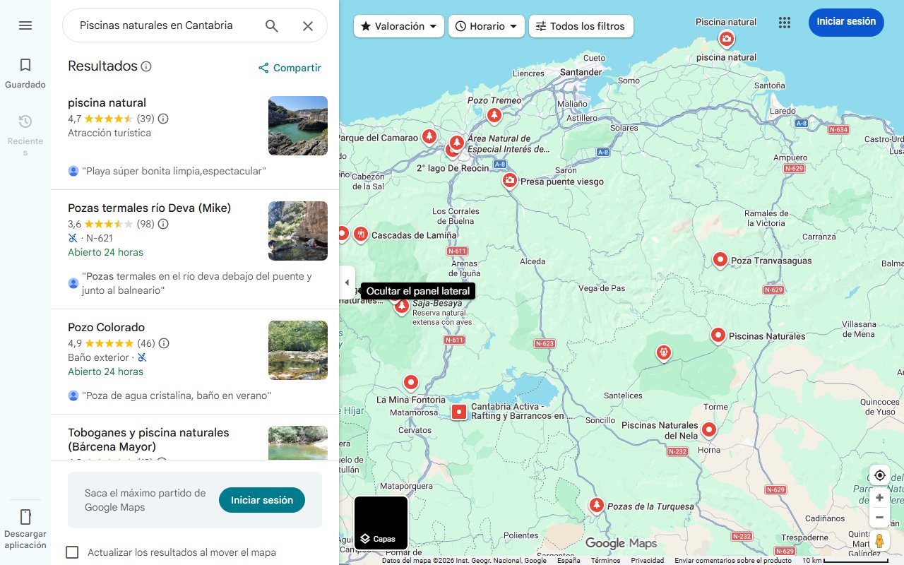 Mapa de Piscinas naturales en Cantabria: 10 lugares para un baño en plena naturaleza