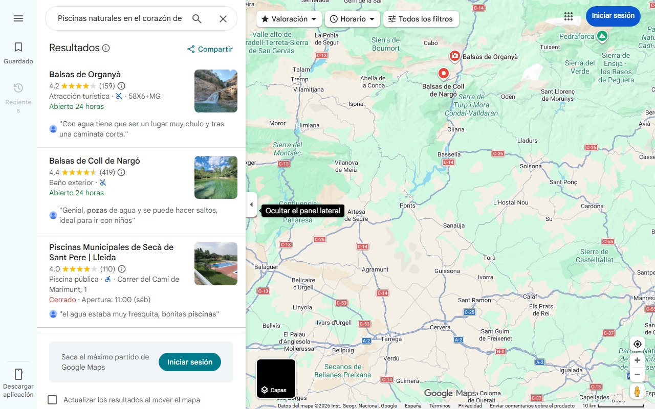 Mapa de Piscinas naturales en el corazón de Lleida: dos joyas escondidas para disfrutar este verano