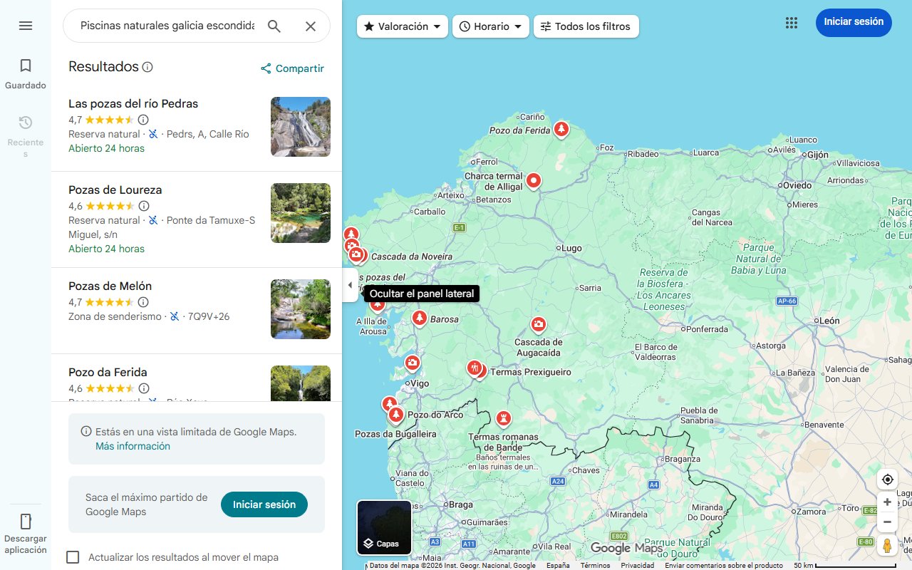Mapa de Piscinas naturales galicia escondidas entre horreos y naturaleza salvaje 22594