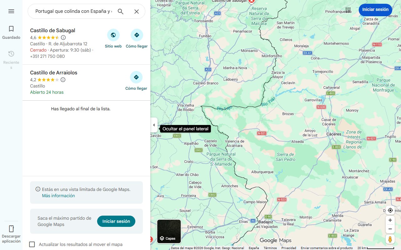 Mapa de El pueblo de Portugal que colinda con España y es famoso por su castillo del siglo XIV y sus alfombras