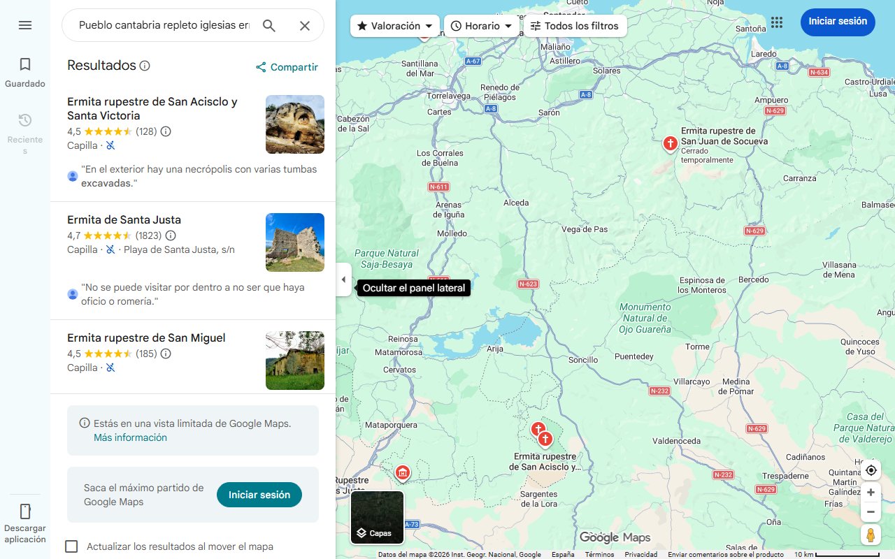 Mapa de Pueblo cantabria repleto iglesias ermitas excavadas roca 22395