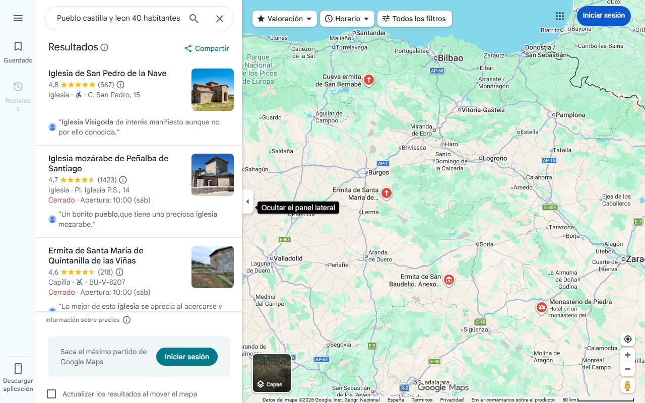 Mapa de Pueblo castilla y leon 40 habitantes iglesia visigotica que se traslado piedra por piedra 22489