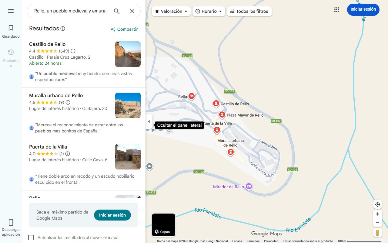 Mapa de Rello, un pueblo medieval y amurallado en Castilla y León