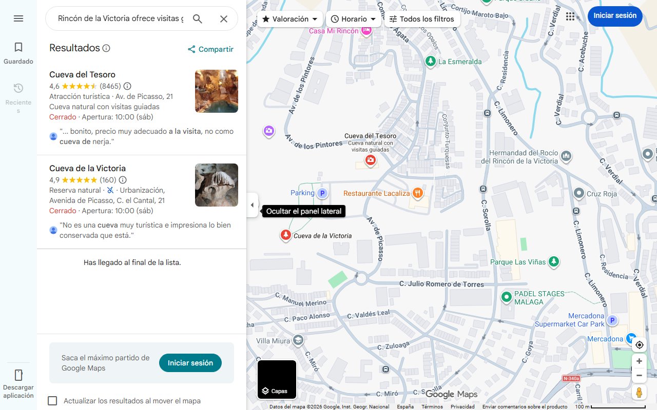 Mapa de Rincón de la Victoria ofrece visitas gratuitas a la Cueva del Tesoro