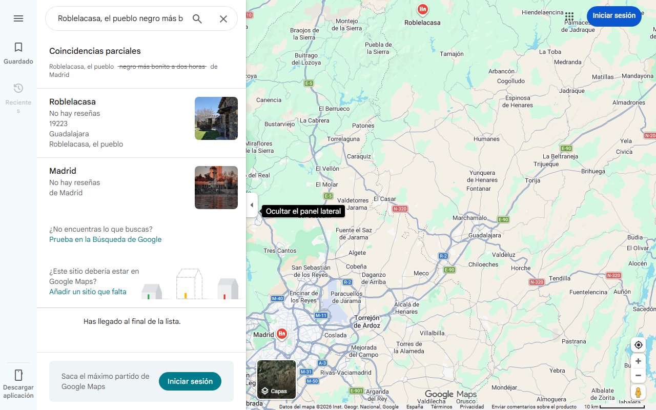 Mapa de Roblelacasa, el pueblo negro más bonito a dos horas de Madrid