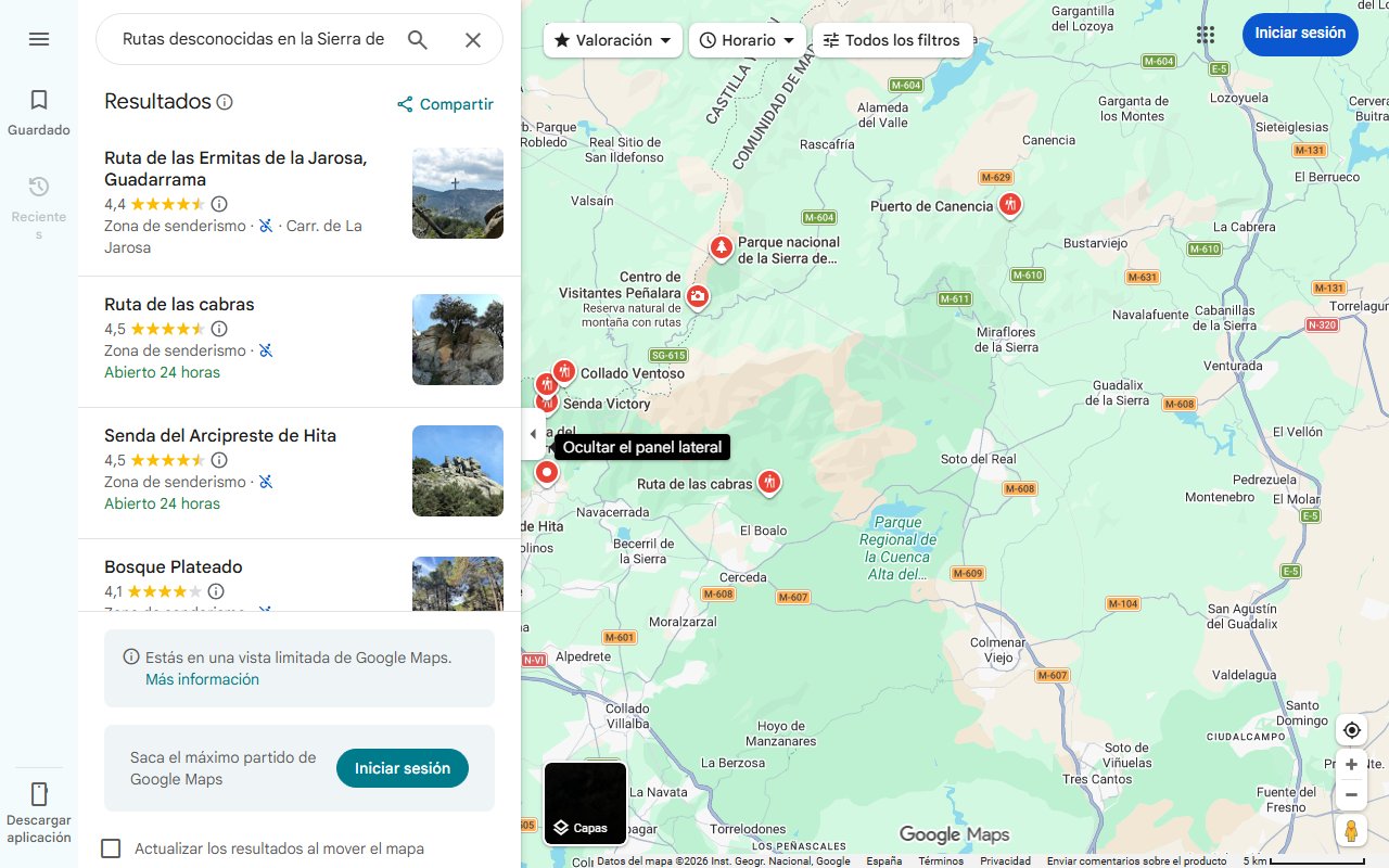 Mapa de Rutas desconocidas en la Sierra de Guadarrama: descubre el Madrid que no te esperas