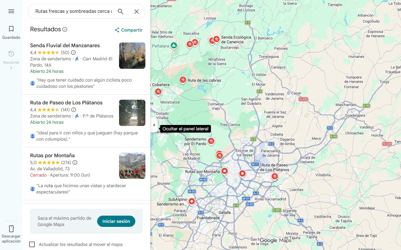 Mapa de Rutas frescas y sombreadas cerca de Madrid: cinco escapadas para desconectar del calor